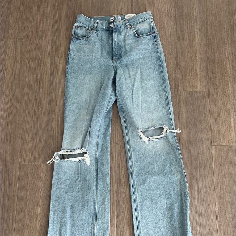 Zara high waisted distressed denim